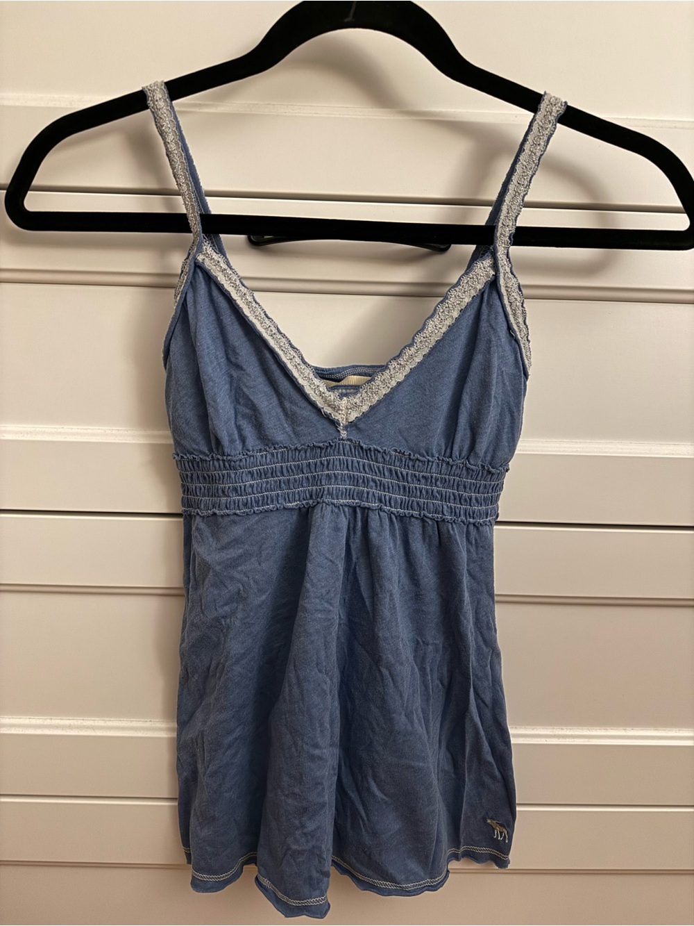 Abercrombie & Fitch Y2K Vintage Light Blue Lace-Trim Babydoll Tank Cami Size S